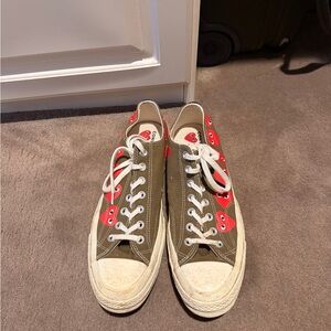 Comme des Garcons PLAY Green and Red Heart Sneakers